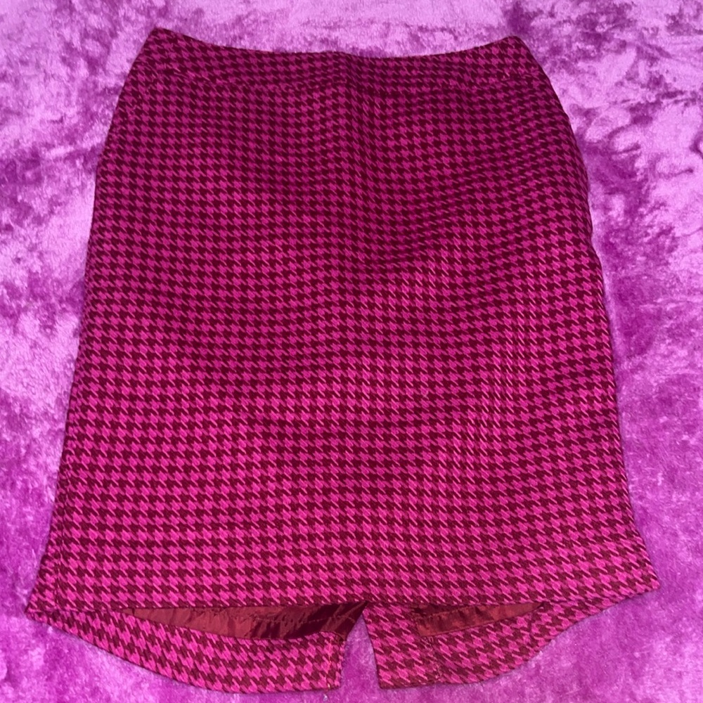 Merona Pink Houndstooth Midi Skirt with Pockets